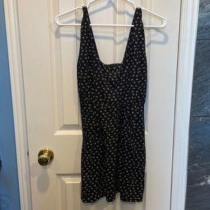 Handmade mini summer dress. Black with small gold anchors.